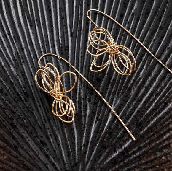 Twisted Lotus Ear Wire Earrings - Picture 5 of 6